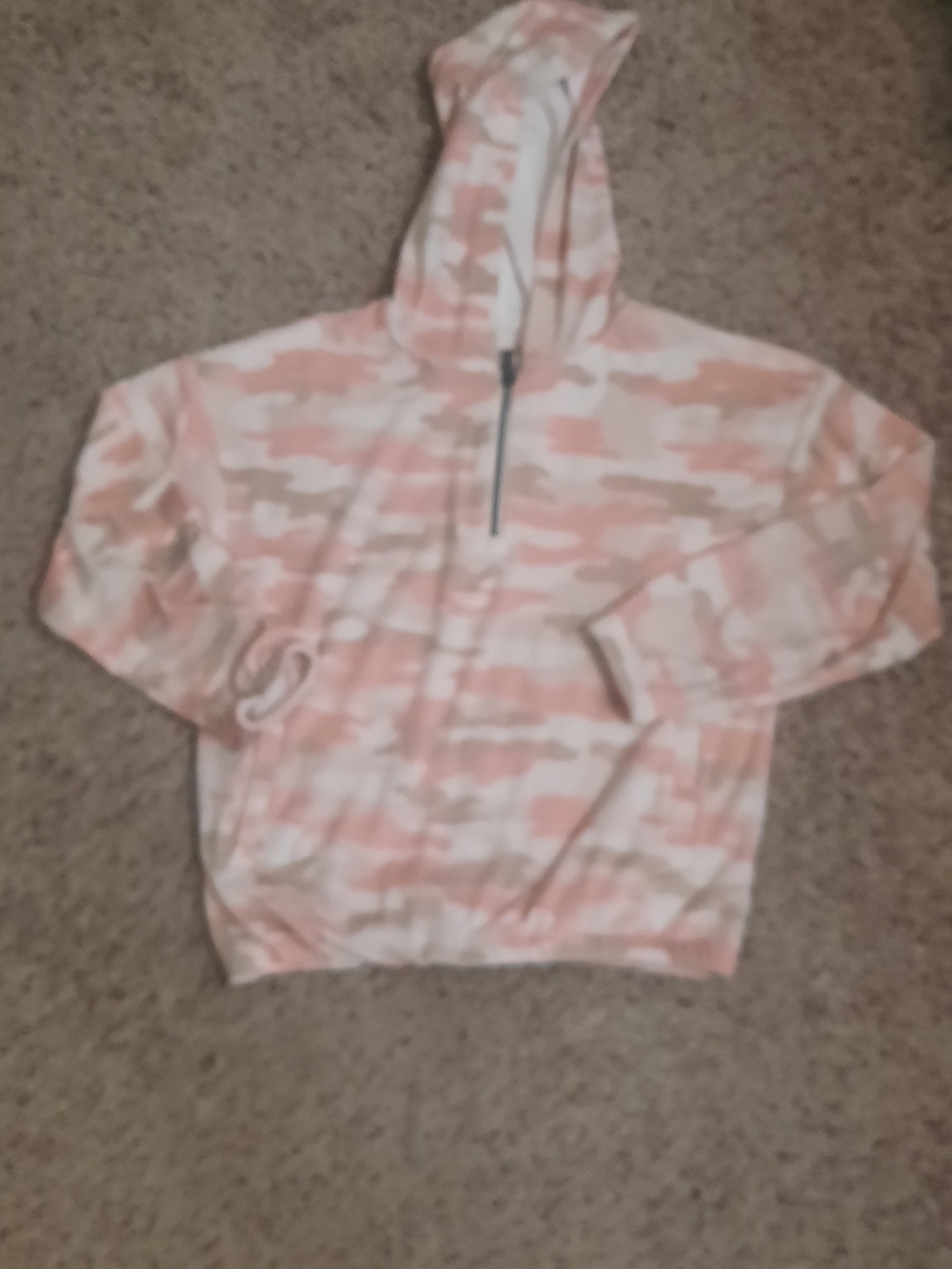Lucky Brand Pink & Cream Camo Hooded Pullover
